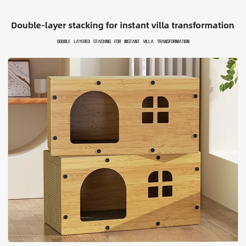 

Просторная деревянная вилла-домик с когтеточкой и большим гнездом, мебель для кошек, товары для животных