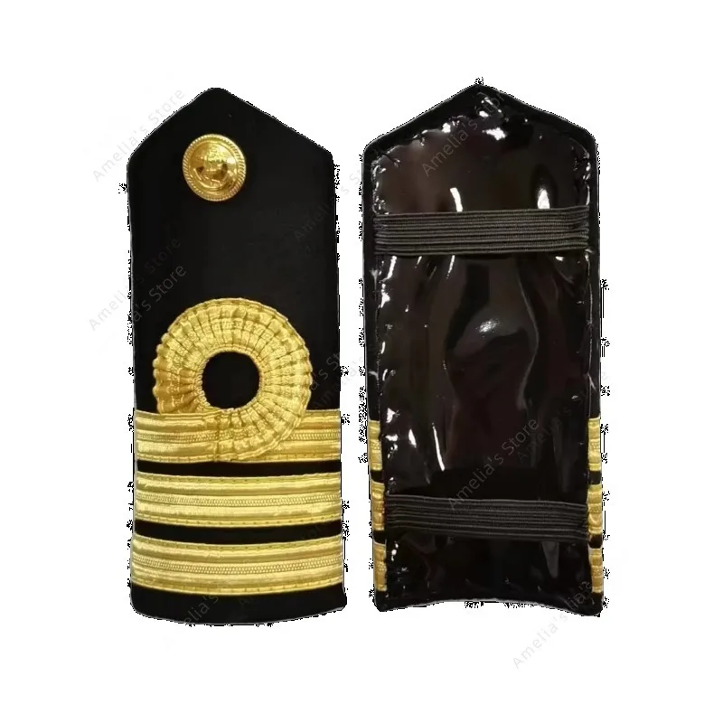 

New British Navy Royal Captain Epaulettes Shoulder Strap Board Bullion Braid Naval Epaulets Rank Insignia
