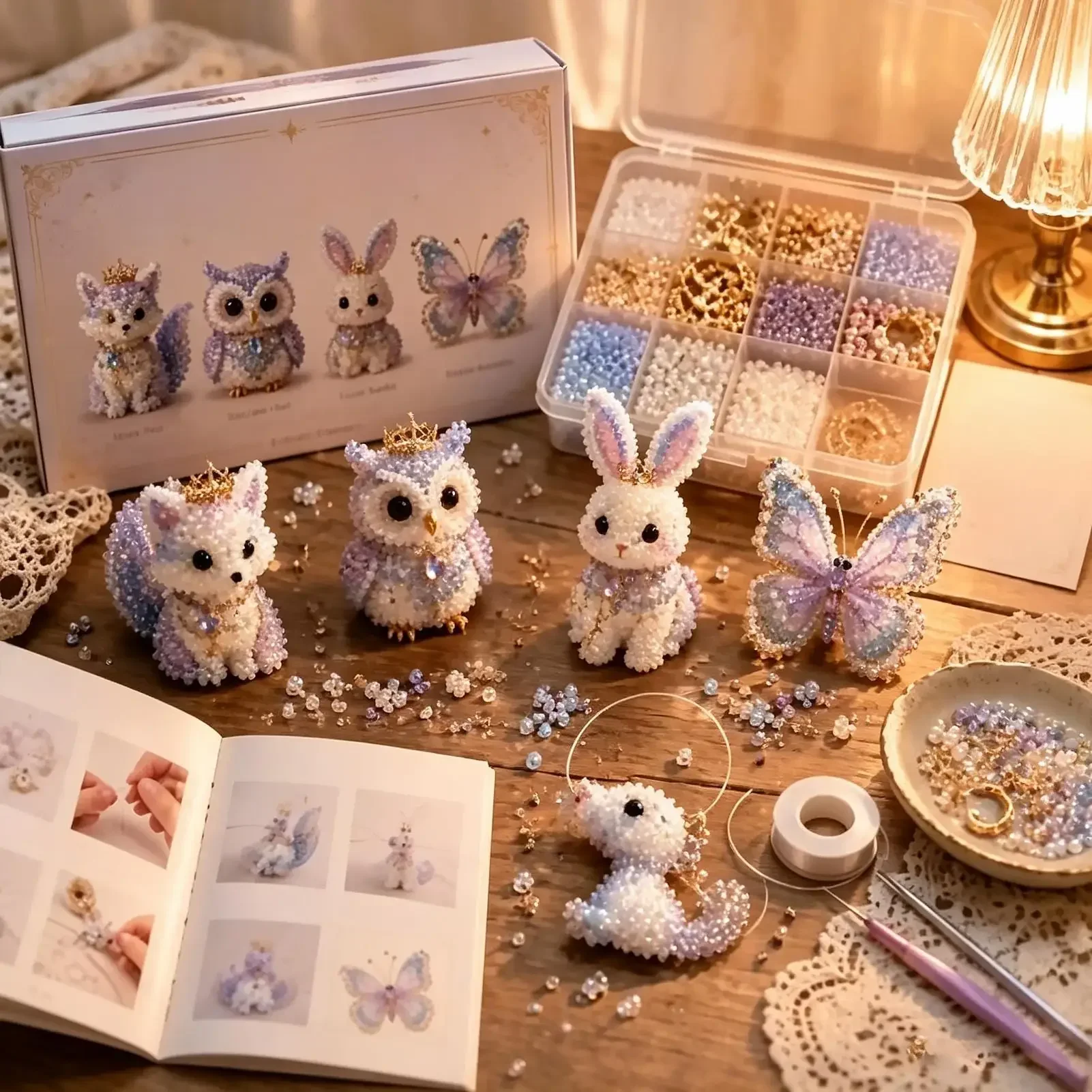 Kit Fai-da-Te di Animali Artici 3D con Perline, Set per Creazioni con Perline di Gufo, Volpe, Orso, Balena, Progetto Decorativo Fatto a Mano per Princ
