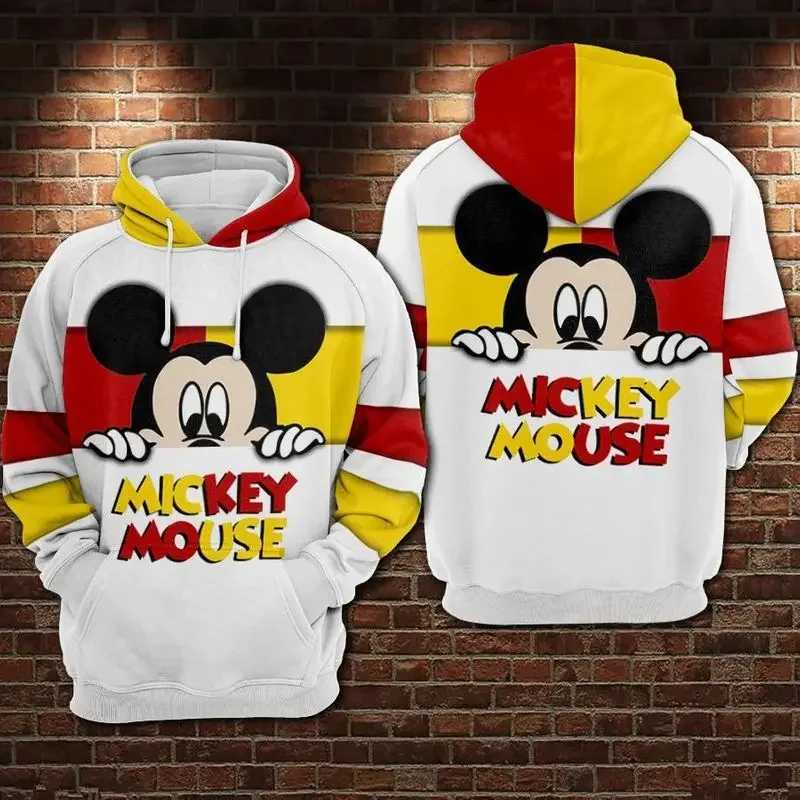 Disney Spring and Autumn New Men's Women's 3D Printing Mickey Mouse Hoodie Children's Street Leisure Sports Pullover