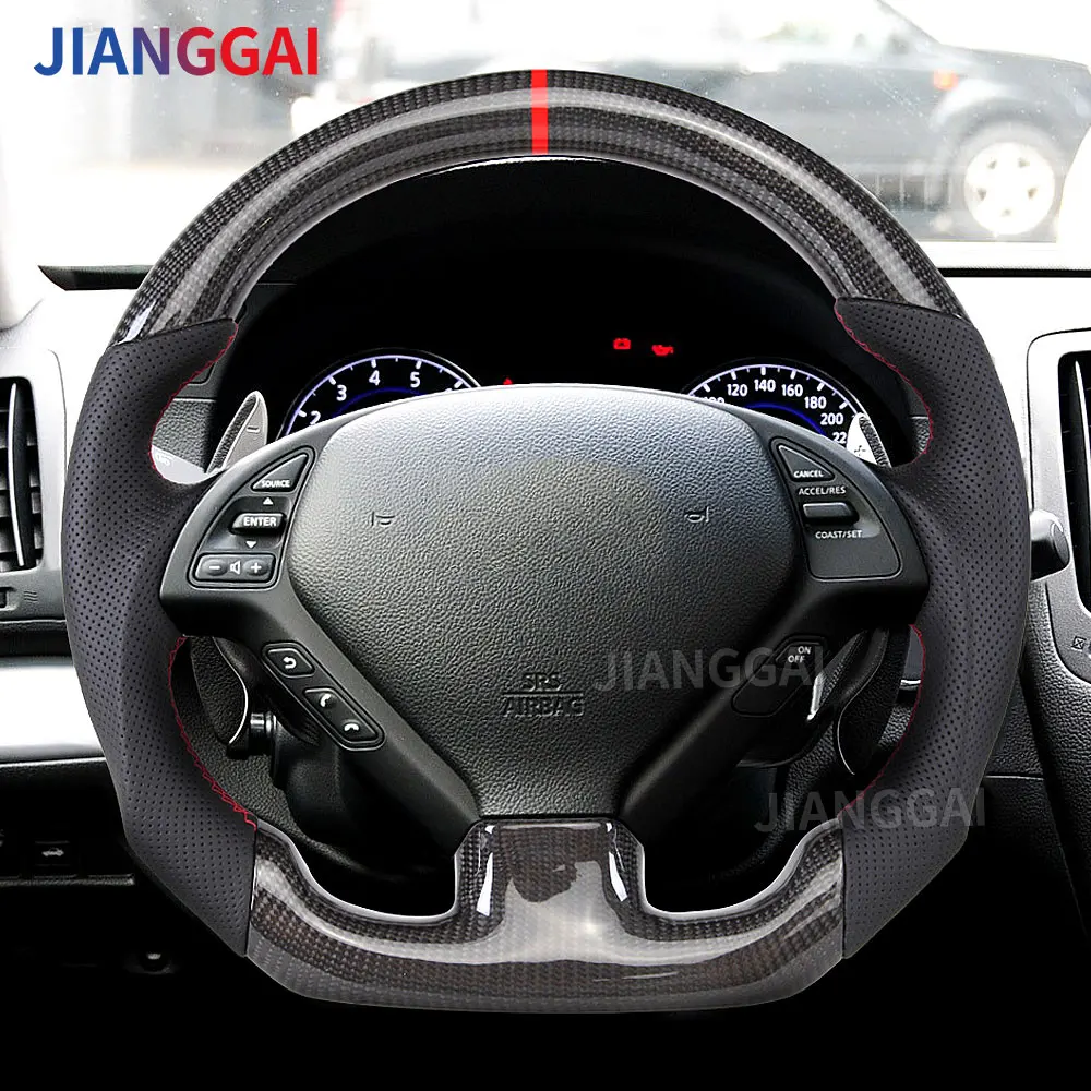 

Рулевое колесо из углеродного волокна, подходит для Infiniti G37 G37X 2008, 2009, 2010, 2011, 2012, 2013, аксессуары для модификации автомобиля, руль
