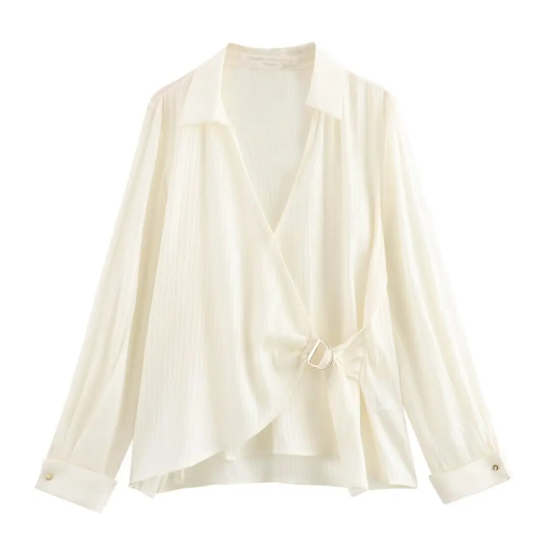 

Women's Gold Silk Pleated Long Sleeved Top Jacket