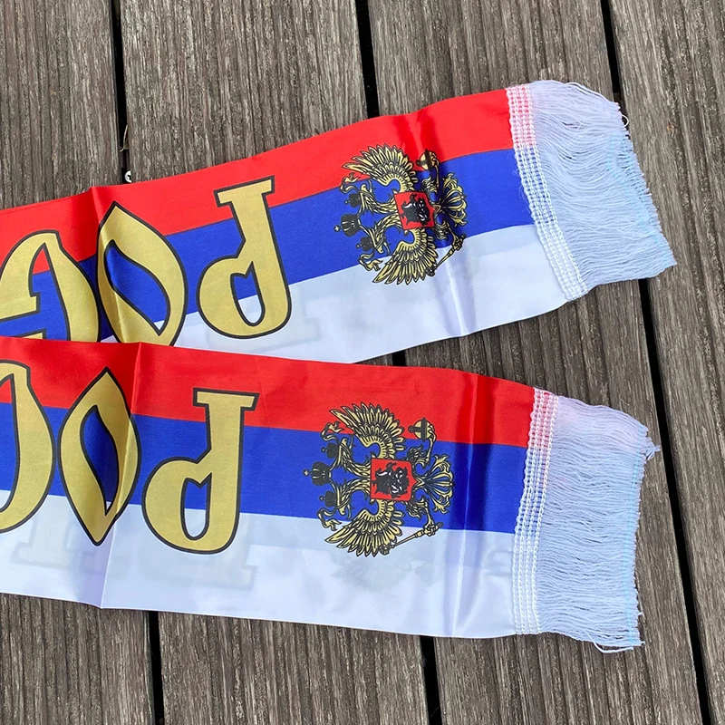 xvggdg  14*130cm  Russia flag Custom Scarf football team  Scarf Printing Satin Russian Flag Scarf