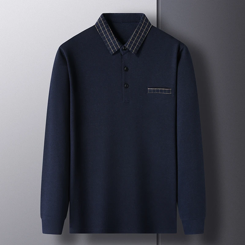 

Designer Original Men's Polo Shirt Lapel Long Sleeve T-Shirt Autumn New Contrast Color Fake Pocket Luxury Business Menswear Top