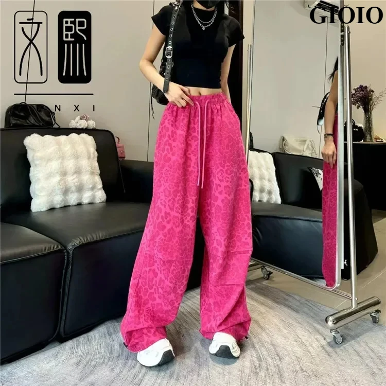 GIOIO Leopard Pants Jogger Sweatpants Women Harajuku Loose Y2k Retro Trousers