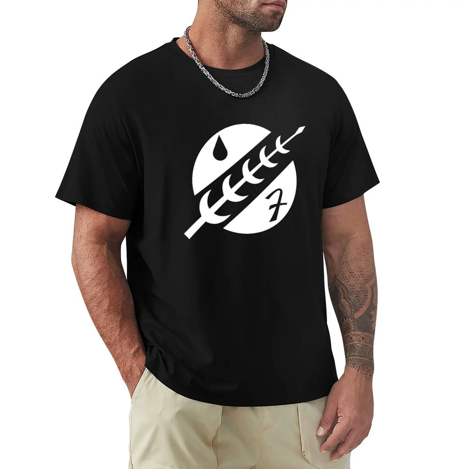 

White Boba Emblem T-Shirt Big Size Crew Neck T-Shirt