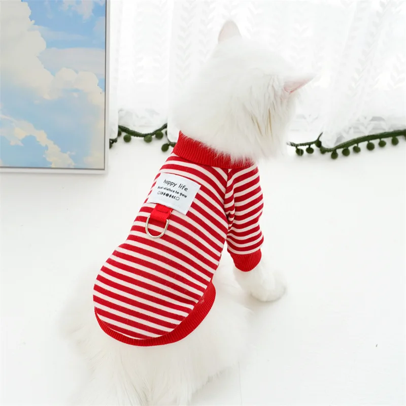 Pet Dog Hoodies Autumn Winter Warm Dog Clothes for Small Dogs Kitten Puppy Costumes Pet Striped Dog Shirt Chihuahua Sweatshirt