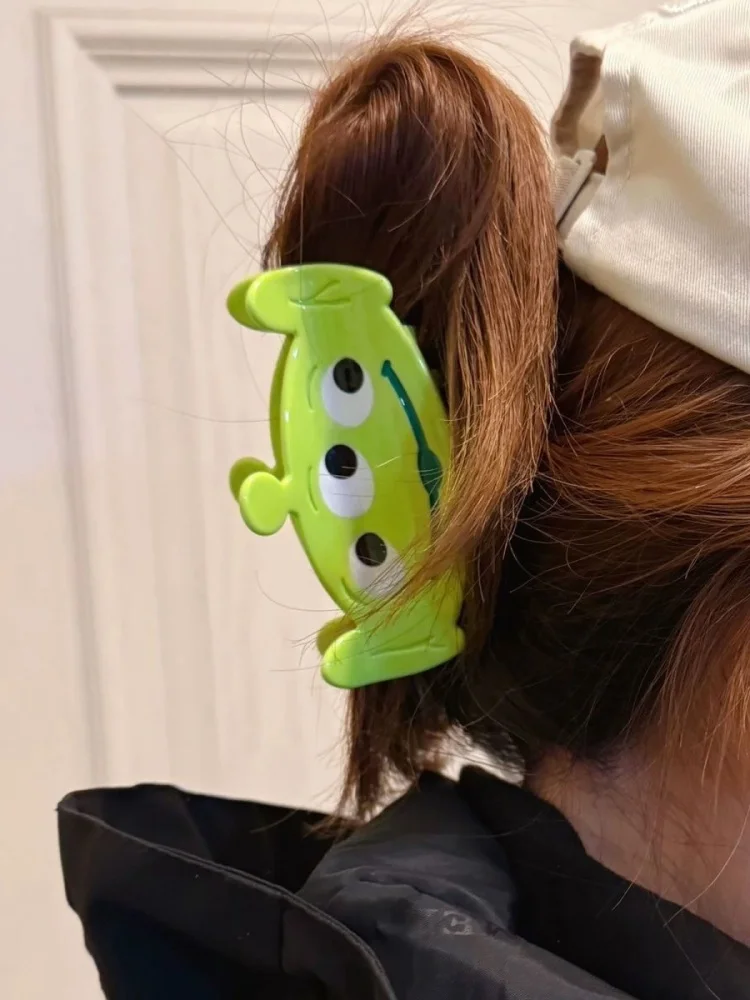 Pince queue de cheval 3D Disney Anime Toy Story Alien, Double face, queue de requin pour fille, accessoires de décoration pour cheveux, cadeau d'ornements