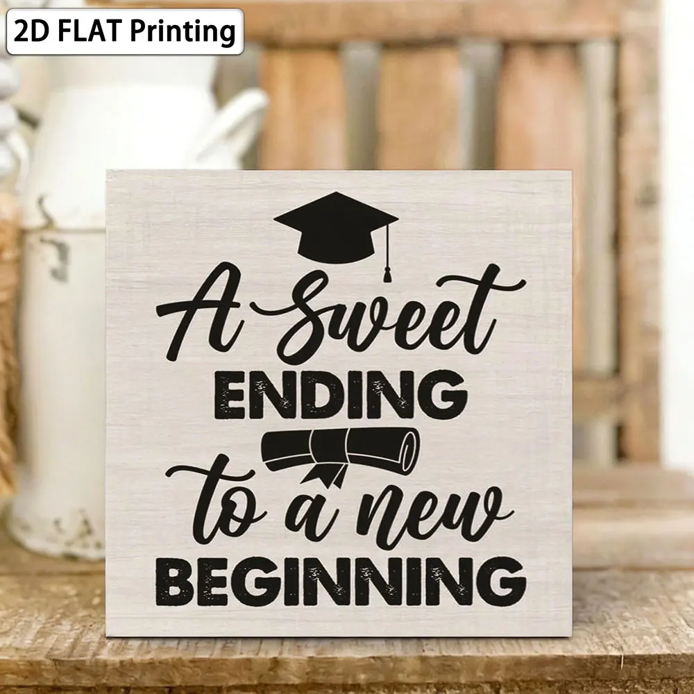 Inspirational 5x5 Inch Wooden Wall Plaque Graduation Quote 