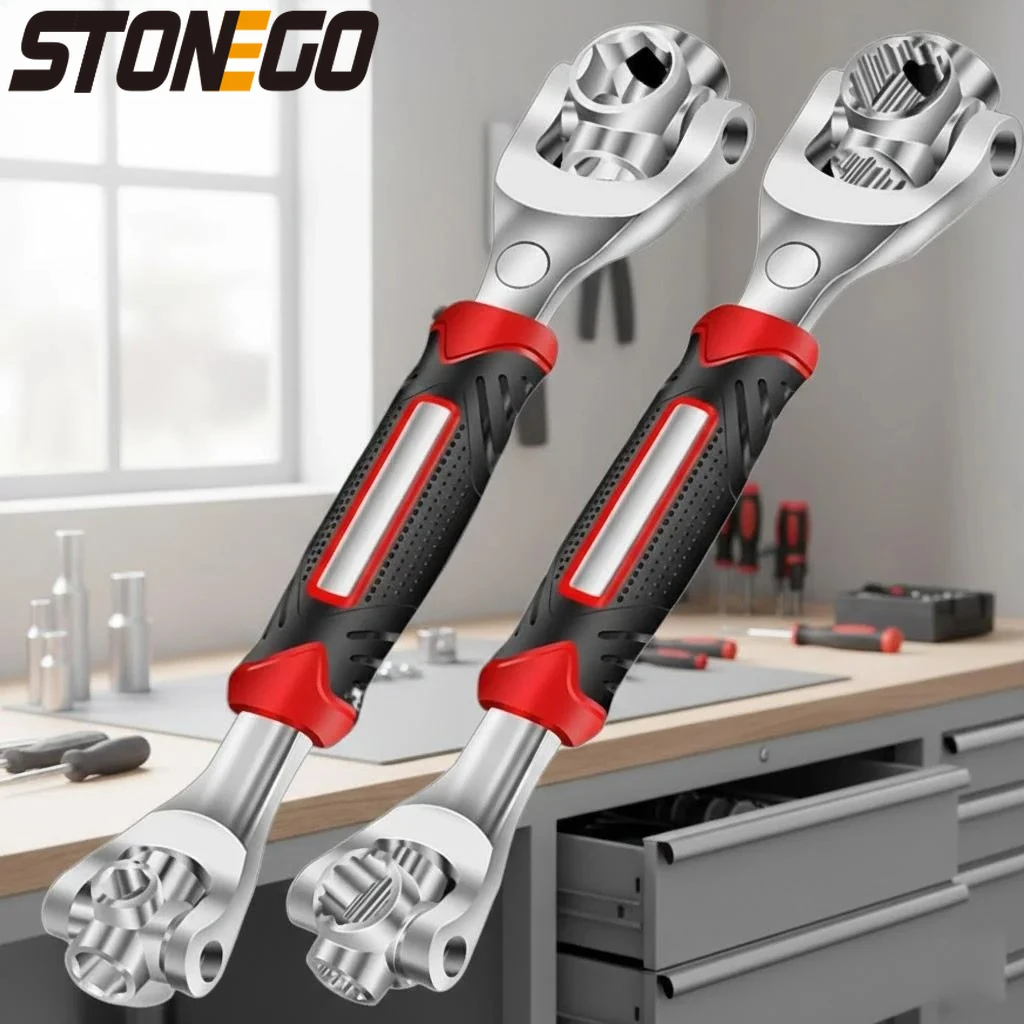

Набор многофункциональных торцевых ключей 52-в-1 с вращающимся механизмом, нескользящей рукояткой, универсальные ремонтные инструменты 8-19 мм