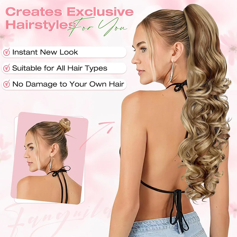Ponytail Extensions 30'' Claw Clip Ponytail Long Curly Wavy Pony Tails Hair Extensions Synthetic Horse Tail Hairpiece for Women image 6