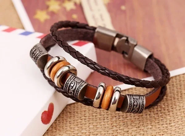 Leather Punk Bracelet Ladies and Men\'s Bracelets