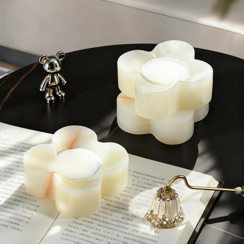Modern Simple Natural Marble Petal Candlestick Ornament Home Furnishing Model Room Hotel Dining Table Candlestick Ornament