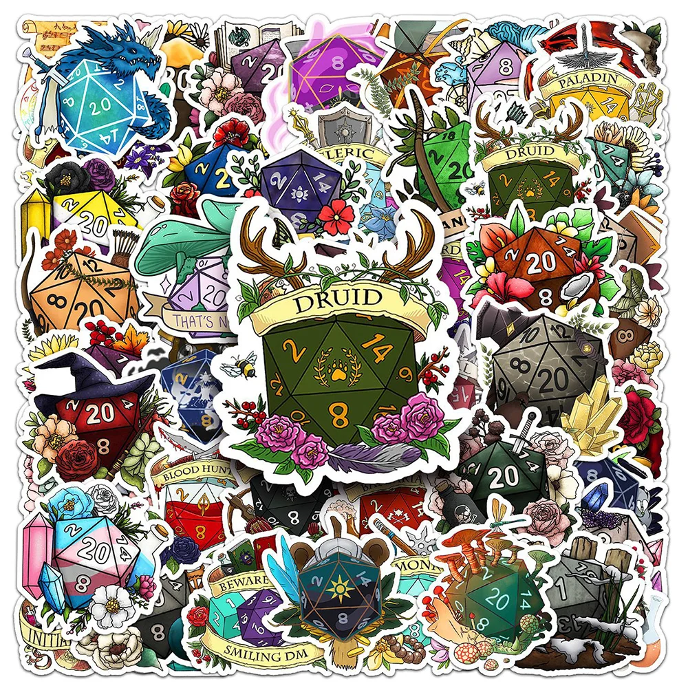 

10/30/50pcs Cool Game Dragon Dice Stickers Cartoon Waterproof Graffiti Decals DIY Phone Skateboard Notebook Sticker for Kids Toy