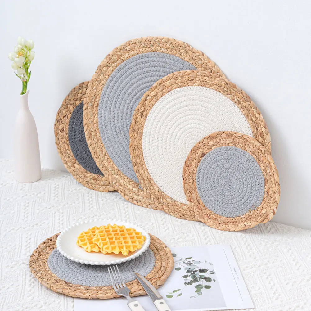 

2 Pcs Outdoor Place Mats for Patio Table Insulation Pads Woven Dining Tables Decorate Kitchen
