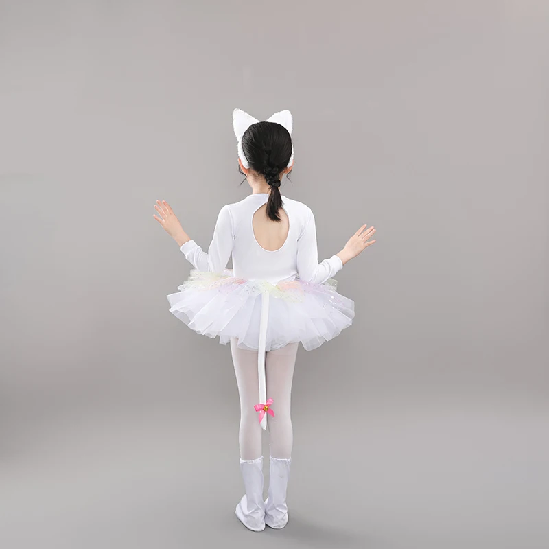 Children Long Sleeves Cat Contemporary Dance Wear Kids Short Sleeve Modern Dance Jazz Costumes For Girls Dance Costumes