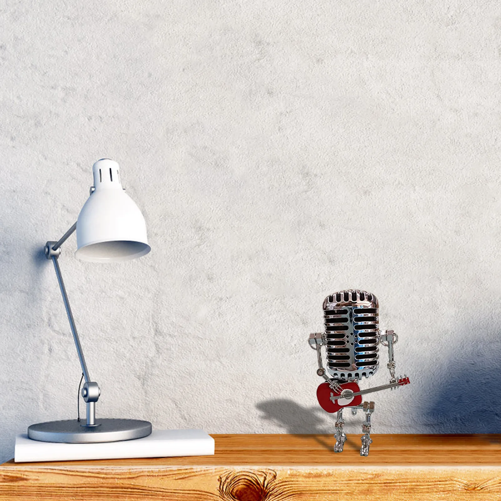 Microphone Robot Desk Lamp Microphone Robot Lamp Vintage Metal Microphone Robot Lamp Table LED Guitar Lamp Robot Desk Light Lamp