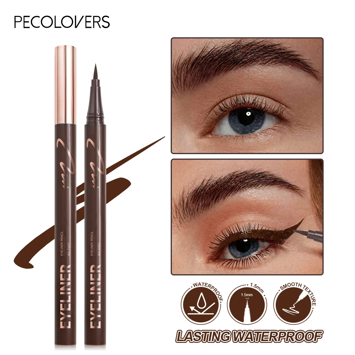 2023 Women 1 Pcs White Eyeliner Liquid Pen Waterproof Long Lasting Quick Drying Smooth Makeup Beauty Matte Eyeliner Eye Pencil