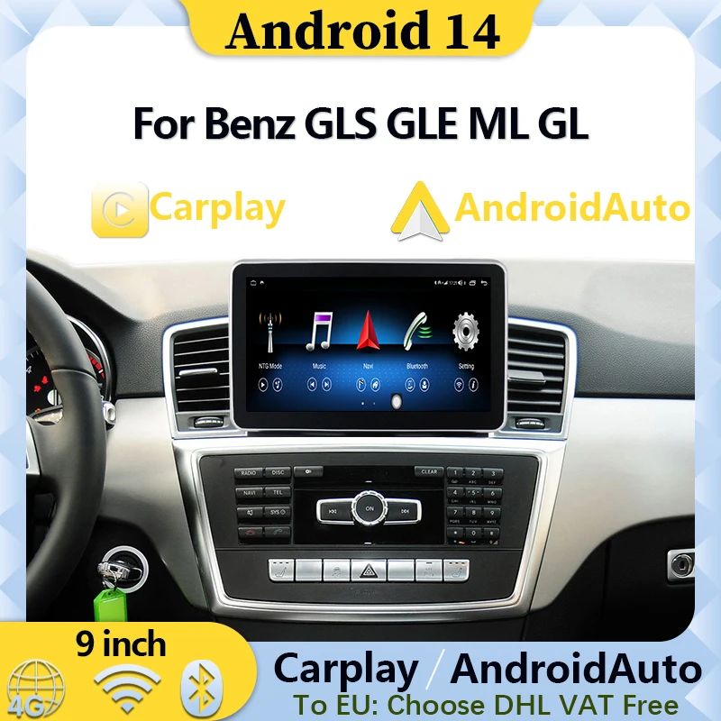 Android 14 System For Mercedes Benz ML W166 GL X166 GLS GLE 8Core Apple Carplay Car Video Player Navigation Multimedia Screen