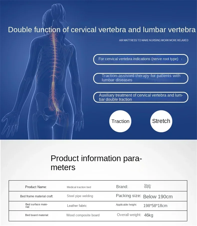 Traction bed therapy for cervical spondylosis at home with multifunctional stretching correction