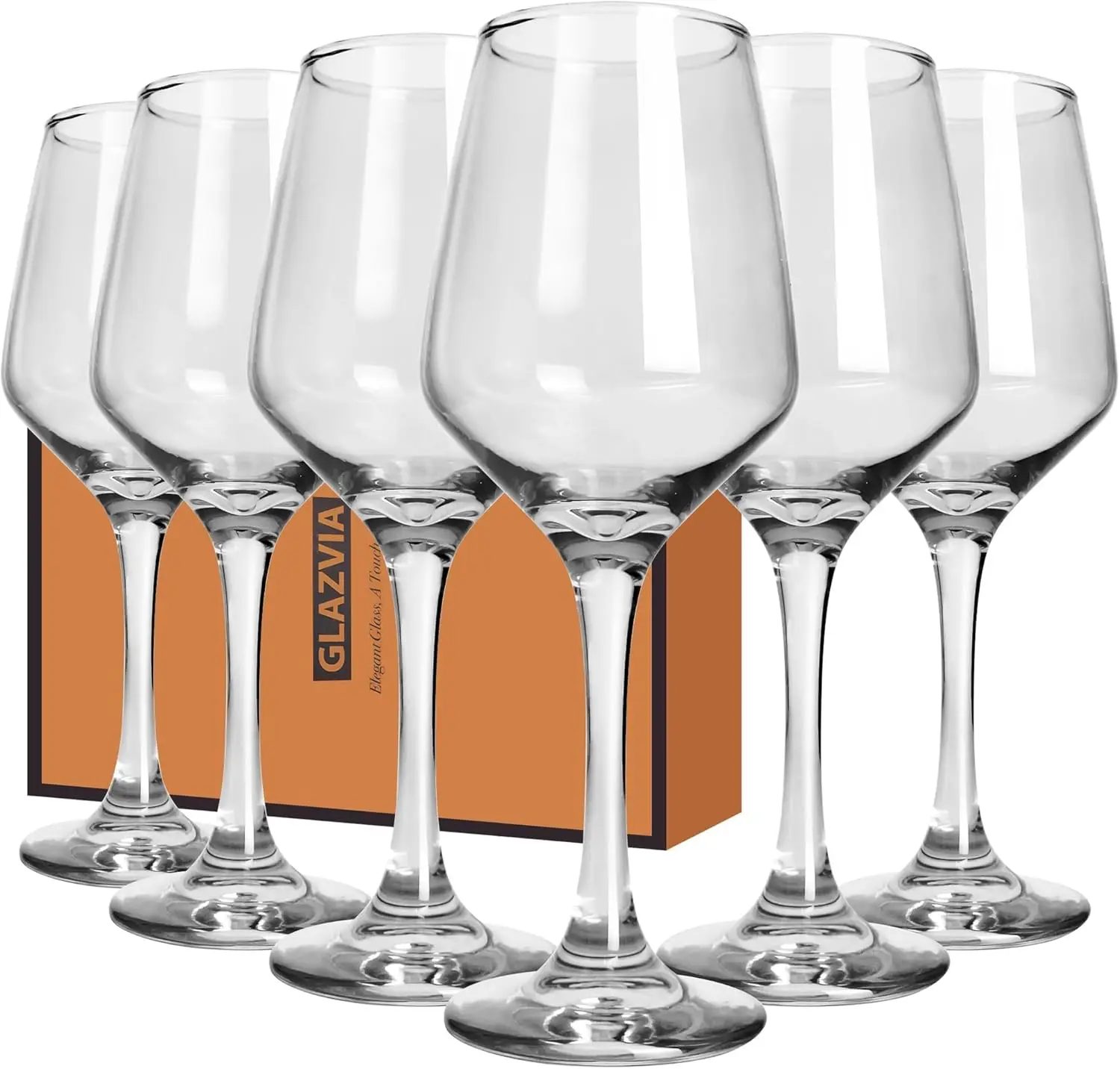 

Wine Glasses Set of 6, 12oz Classic Stemmed Crystal Glasses, Thick & Clear, Dishwasher Safe Stemware for Red or White, G