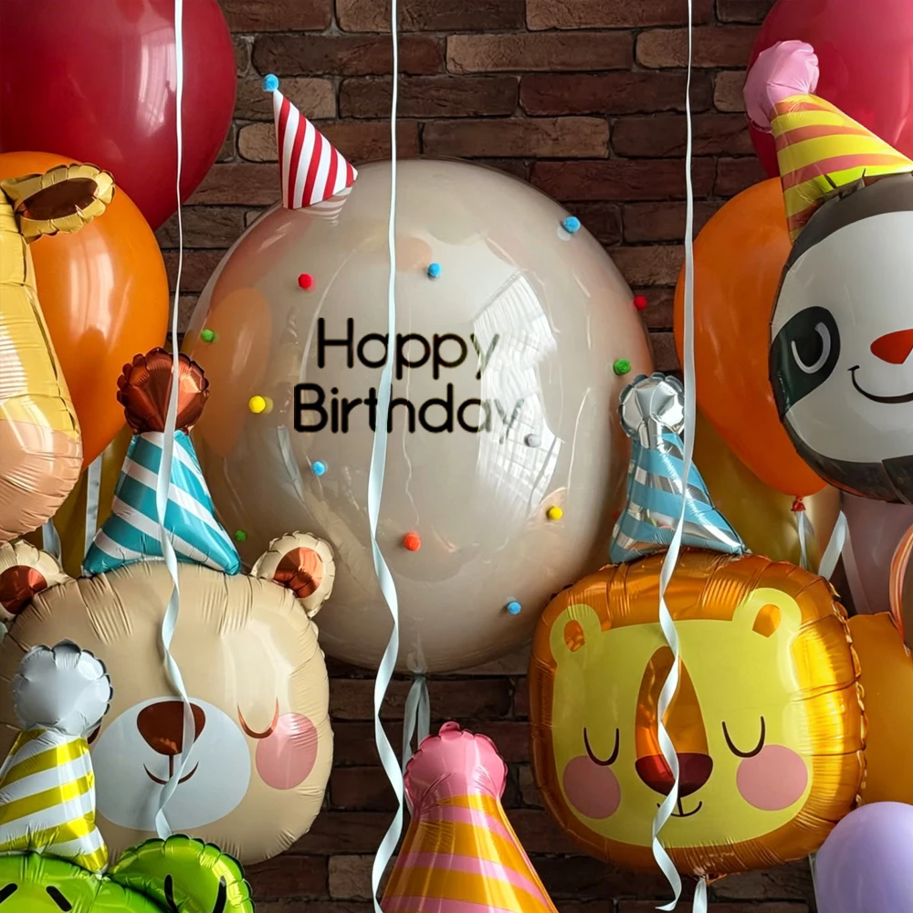 Cartoon Animal Head balloon Set, Frog/Bear/Giraffe Foil Balloons, for Birthday Party Shower Party Decoration Balloons - view 2