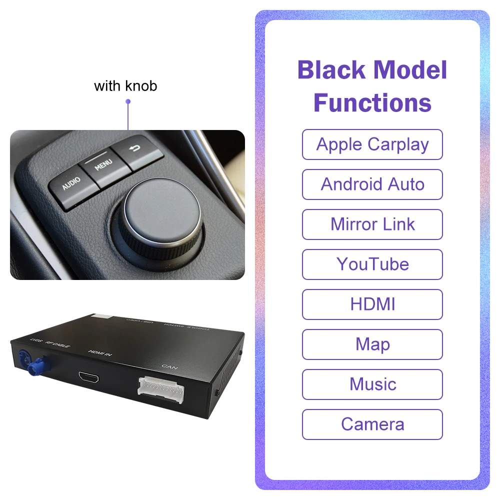 Draadloze CarPlay Android Auto voor Lexus NX RX IS ES GS RC CT LS LX LC UX GX 2014-2019 met Mirror Link Airplay Siri Voice