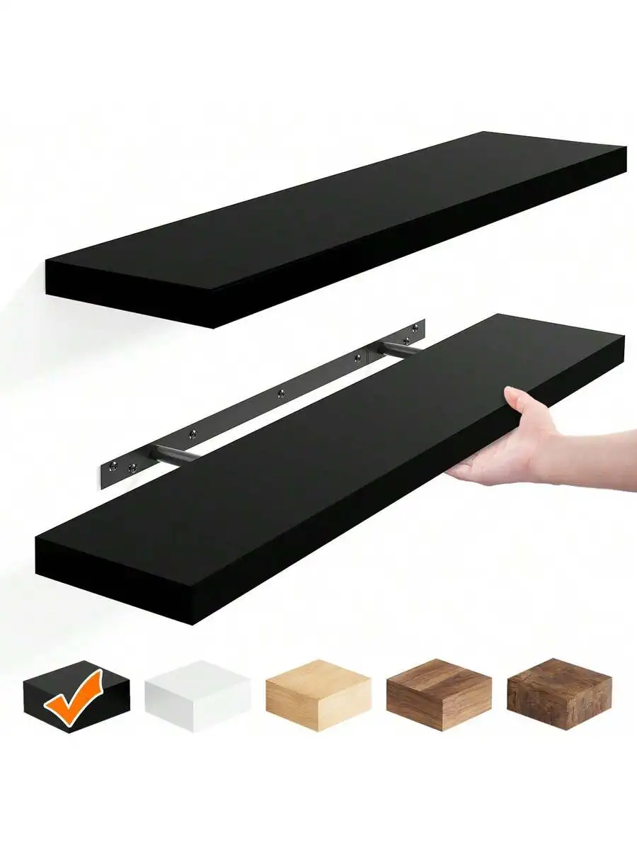 2pcs 22in Floating Shelves For Wall, Bookshelves, Shelves Wall Mounted Shelf With Invisible Bracket For Bathroom, Living Room, B