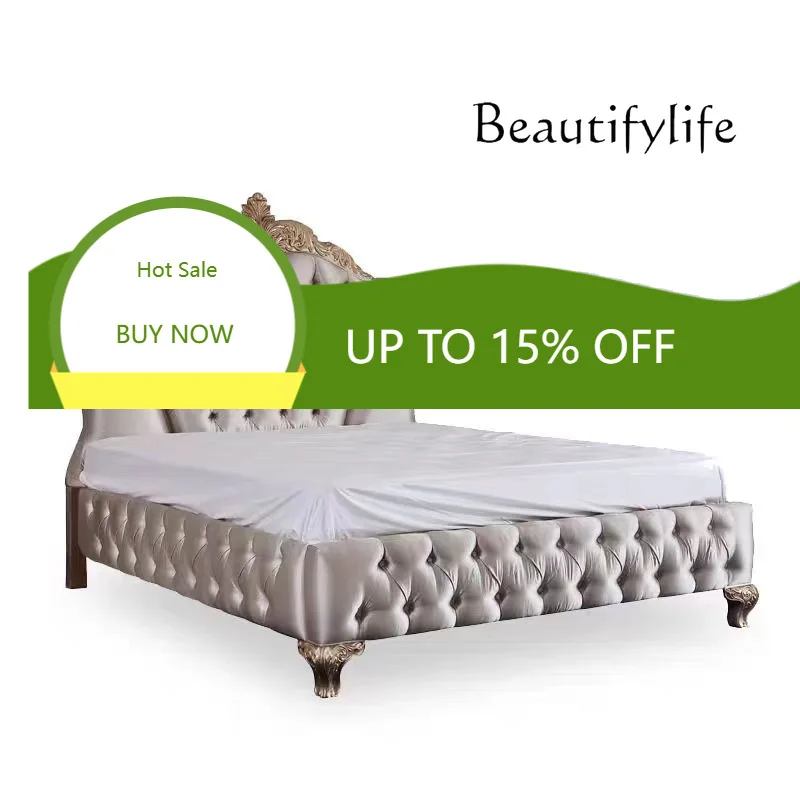 

Французская минималистичная ретро-кровать двуспальная европейского типа 1.8м, премиум-класса, из массива дерева, кровать-принцесса, комбинация X