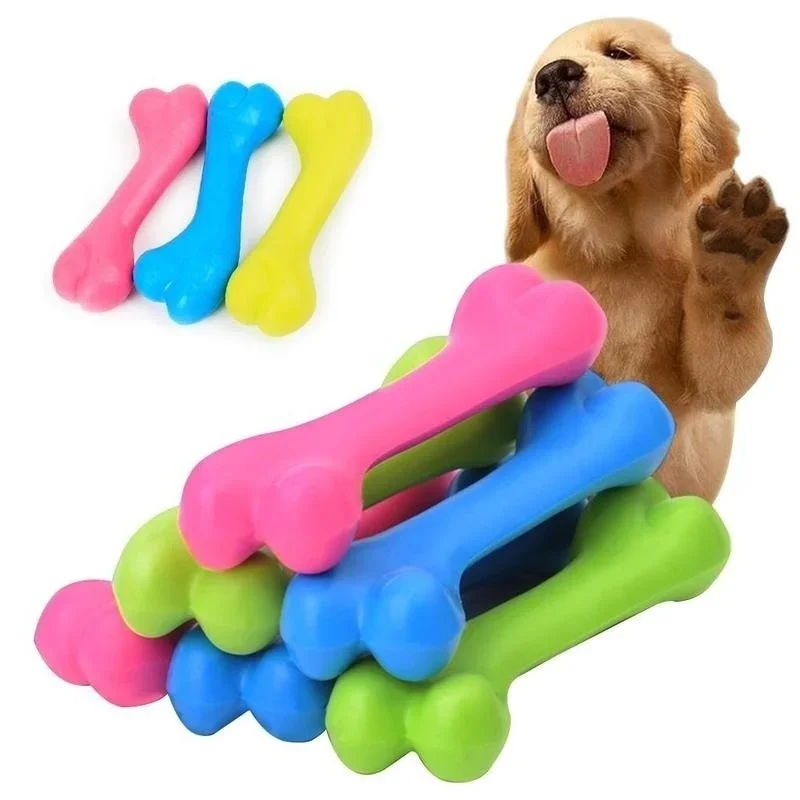 Hot Dogs Puppies Cats Rubber Teeth Teeth Chewing Bone Play Training Get Fun Toys (Random Color)