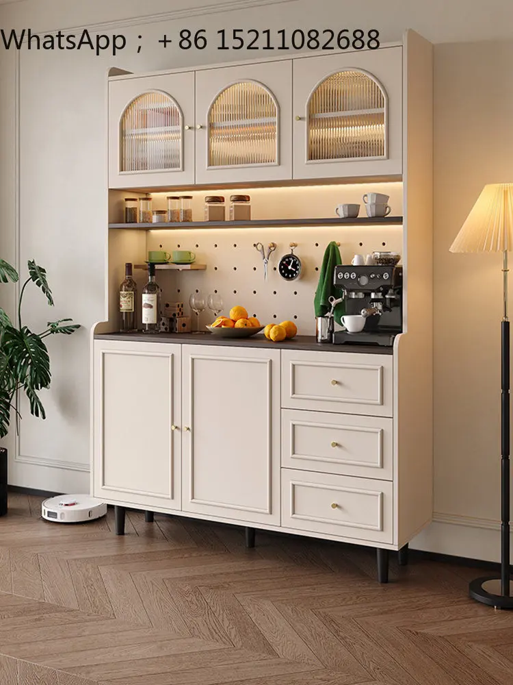 LLY retro dining side cabinet small apartment living room storage locker hole board locker multi-functional tea table