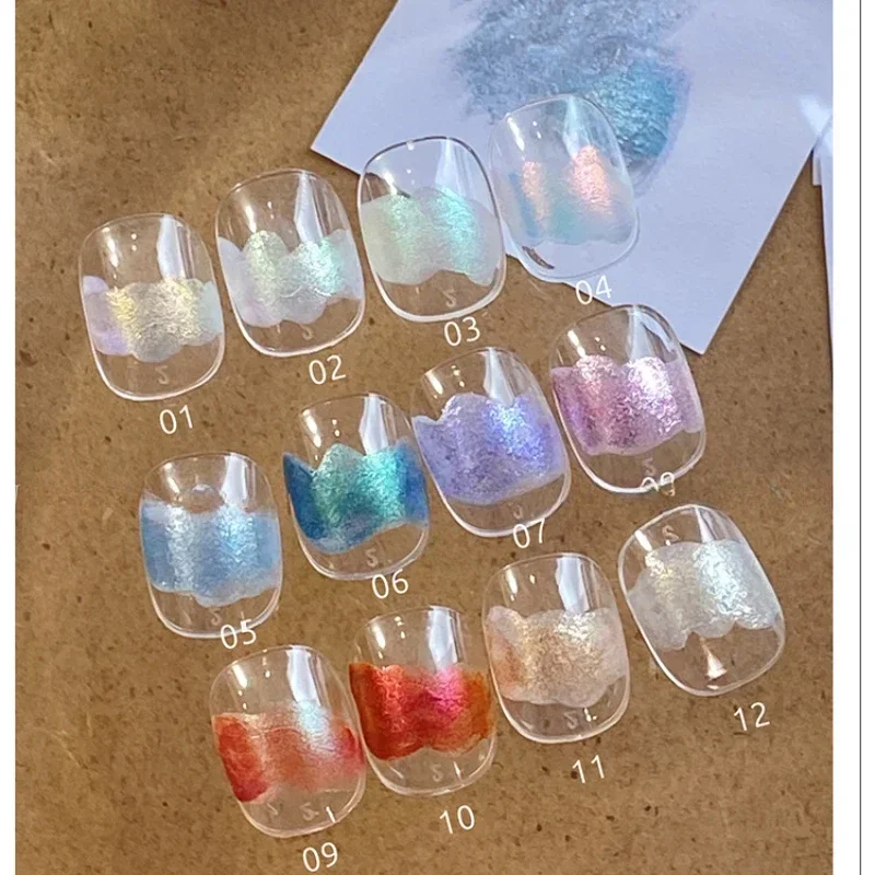 12 Stuks 15Ml Sprookjesachtige Poeder Glitter Bloeiende Gel Nagellak Aquarel Inkt Nagellak Gellak Bloesem Nagellak Nagellak Manicure