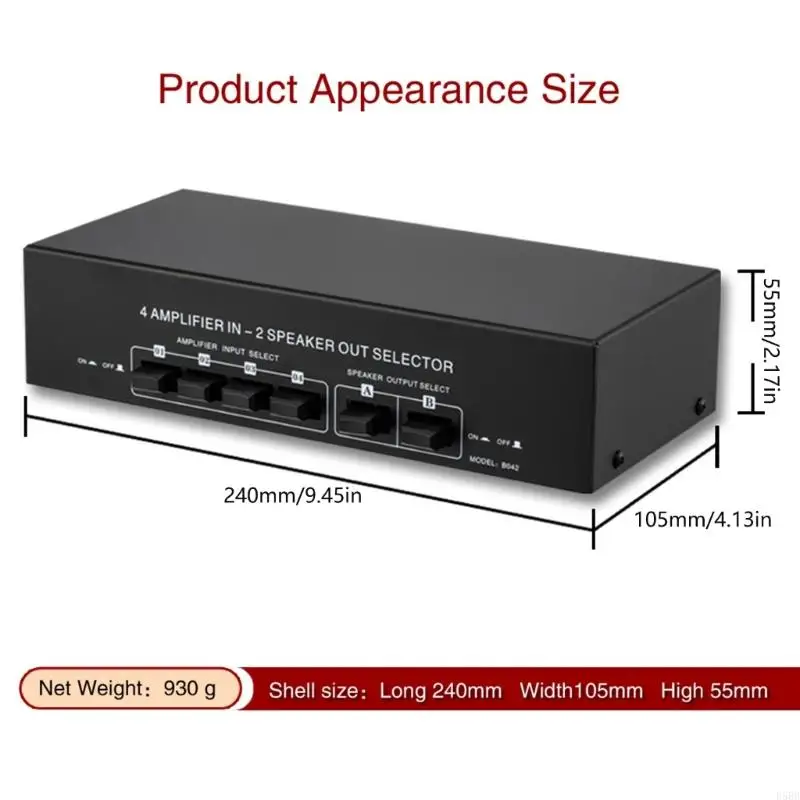 D5BB 4 in 2 Out Amplifiers Speaker Switcher Amplifiers Speaker Selector Amplifiers