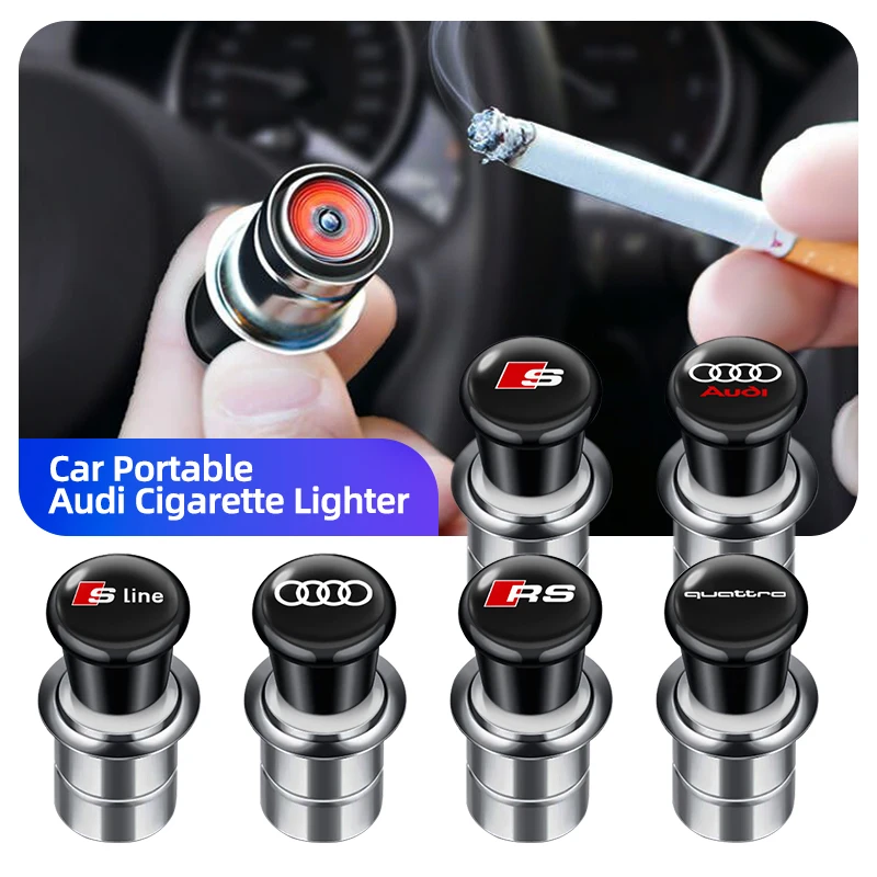 Car Portable Cigarette Lighter Auto Badge Cigar Lighter Adapter for Audi SLINE RS quattro A3 A4 B8 B9 A6 C5 C6 C7 A7 Q5 A5 A8 Q7