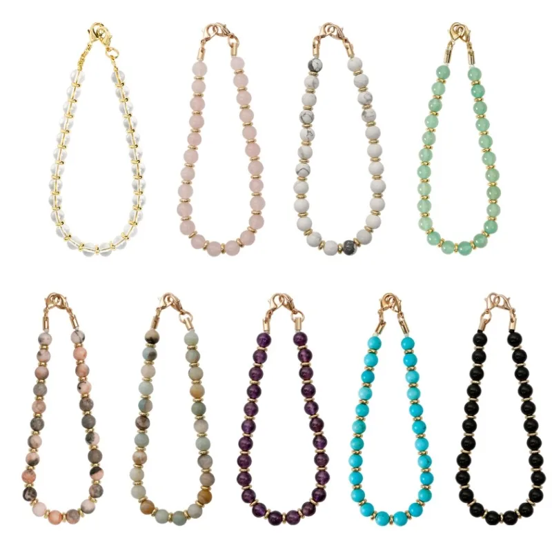 New Mobile Phone Lanyard Natural Crushed Stone Handmade Bead Phone Chain For Car Keychains Camera Backpacks Phone Pendants Rope