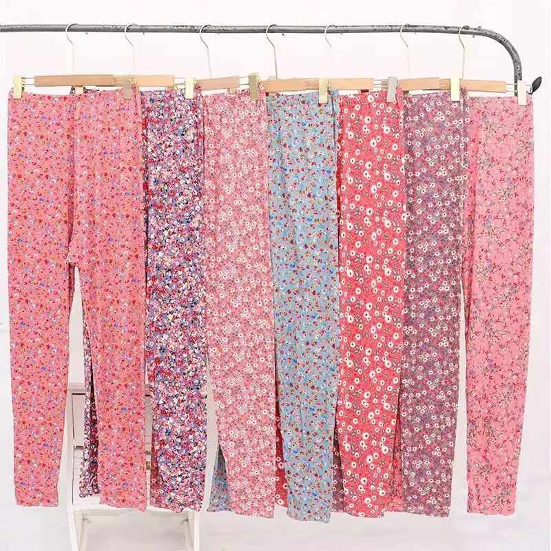 Women's Soft Silk Leisure Home Pants Autumn Trousers Comfortable Loose Floral Print Long Pants Spring Season Chinese Origin