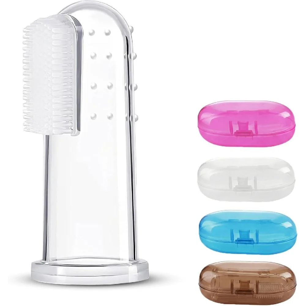3 Pack Pet Silicone Finger Toothbrush, Soft Gentle Dog Cat Teeth Cleaning Brush, Transparent Finger Cot Dental Brush for Puppy Kitten Oral Care, Reduce Plaque & Bad Breath