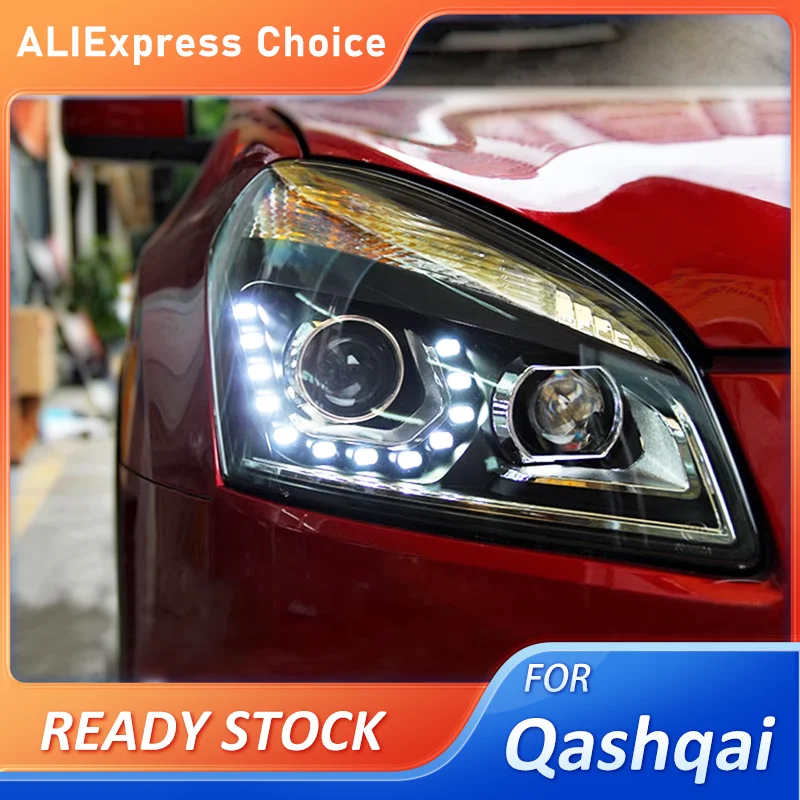 Head Lamps For Nissan Qashqai 2008-2015 Headlight led car lights Angel eyes xenon HID KIT Fog lights LED Daytime Running Lights