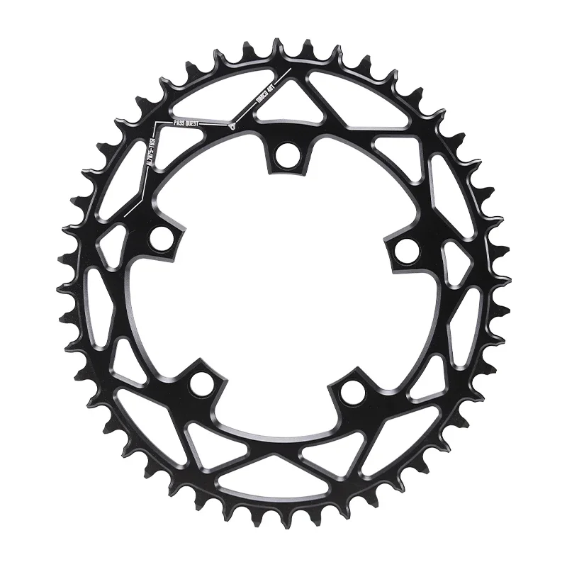 PASS QUEST 110BCD Five Claws Hollow Round Oval Road Bike Narrow Wide Chainring 36-58T Chain wheel Black