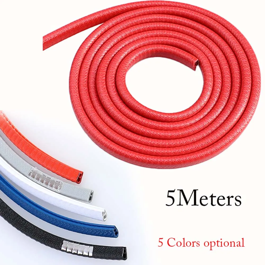 1pc 5M Rubber Edge Trim Guard U Channel Edge Protector Seal Strip With Metal Clips For Car Door Sheet Metal Hatches Table Corner