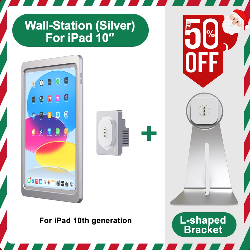 

EMONITA 18W Wall Mount Magnetic Charger Stand with iPad Case for iPad 10.9" (10th Gen / A16, 2025) Strong Magnets, 360° Rotation