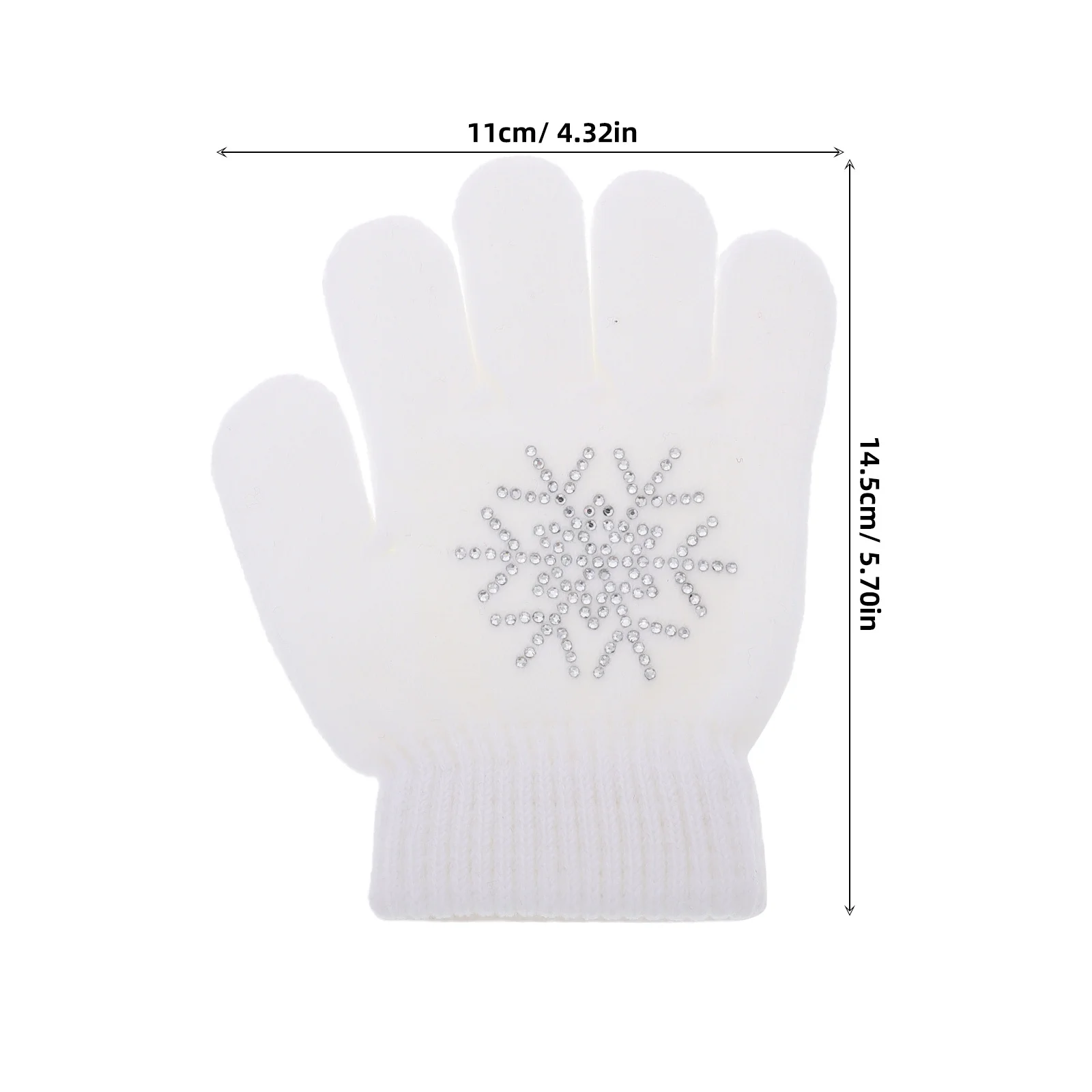 1 paio di guanti invernali con strass, design a fiocco di neve, accessori per pattinaggio su ghiaccio, maglia calda antiscivolo per sport per bambini