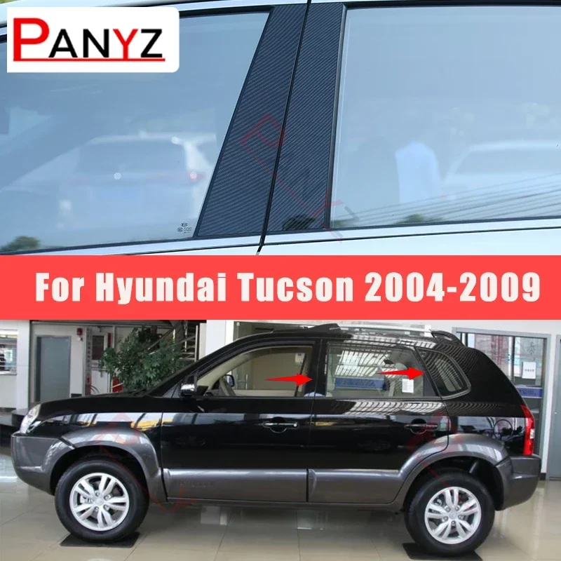 Stiker Pintu Jendela Mobil Efek Cermin Hitam B C Pilar Pos Penutup Bahan Stiker untuk for Hyundai Tucson 2004-2009