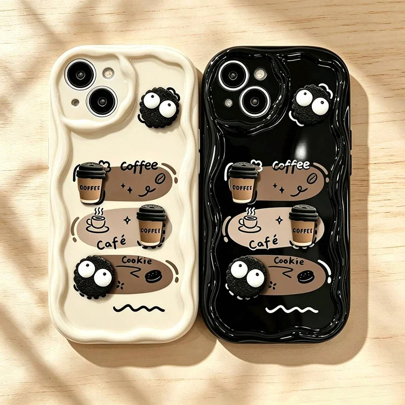Coffee 3D Doll Fashion Casing For Samsung A57 5G A56 A55 A37 A16 A06 A54 A53 A34 A15 A14 A32 A52 A12 A13 A26 5G    Creative Case