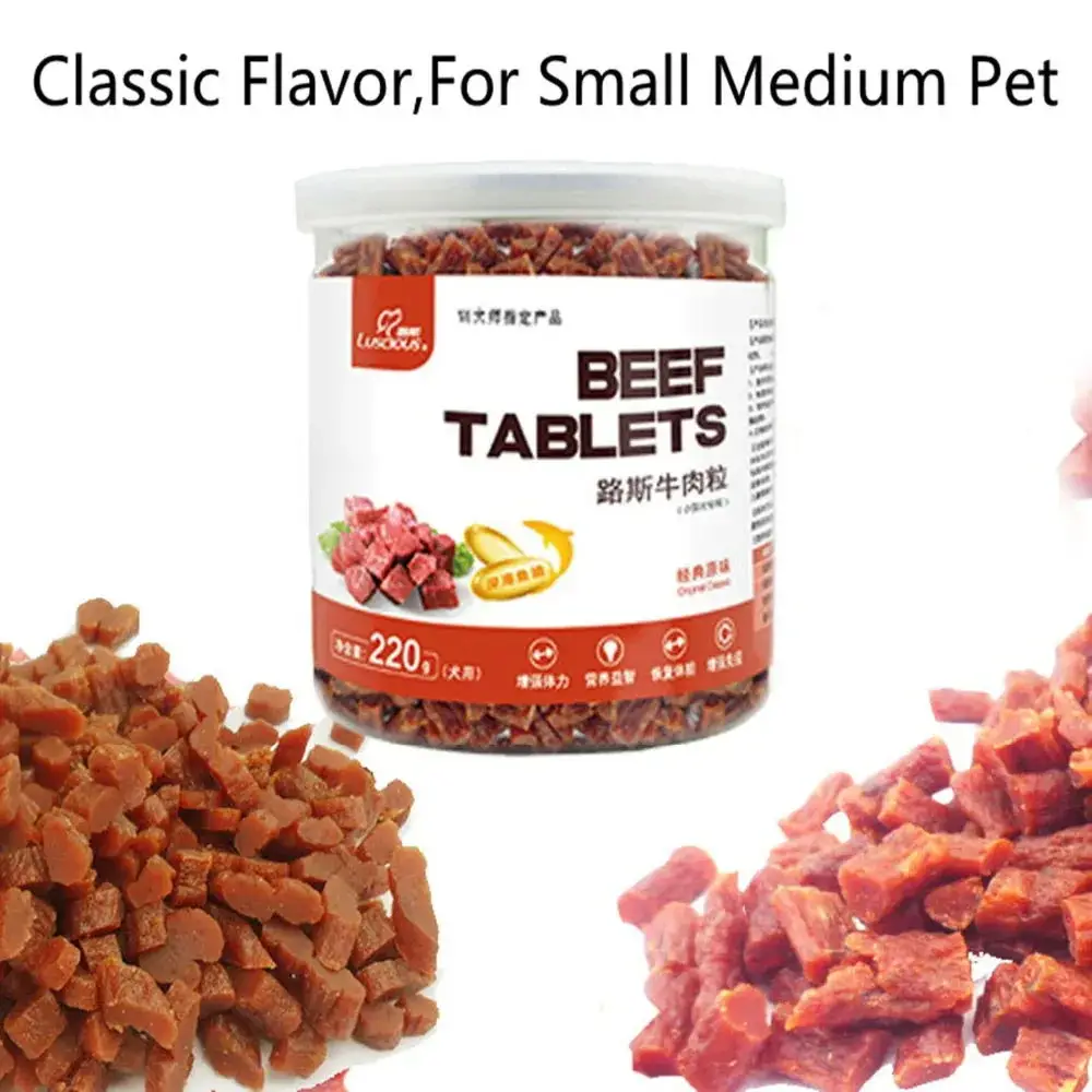 

220g 100% Natural Dry Pet Dog Food Snack Chews Treats Training Beef Granules Twist Sticks For Small Medium Pet Classic Food