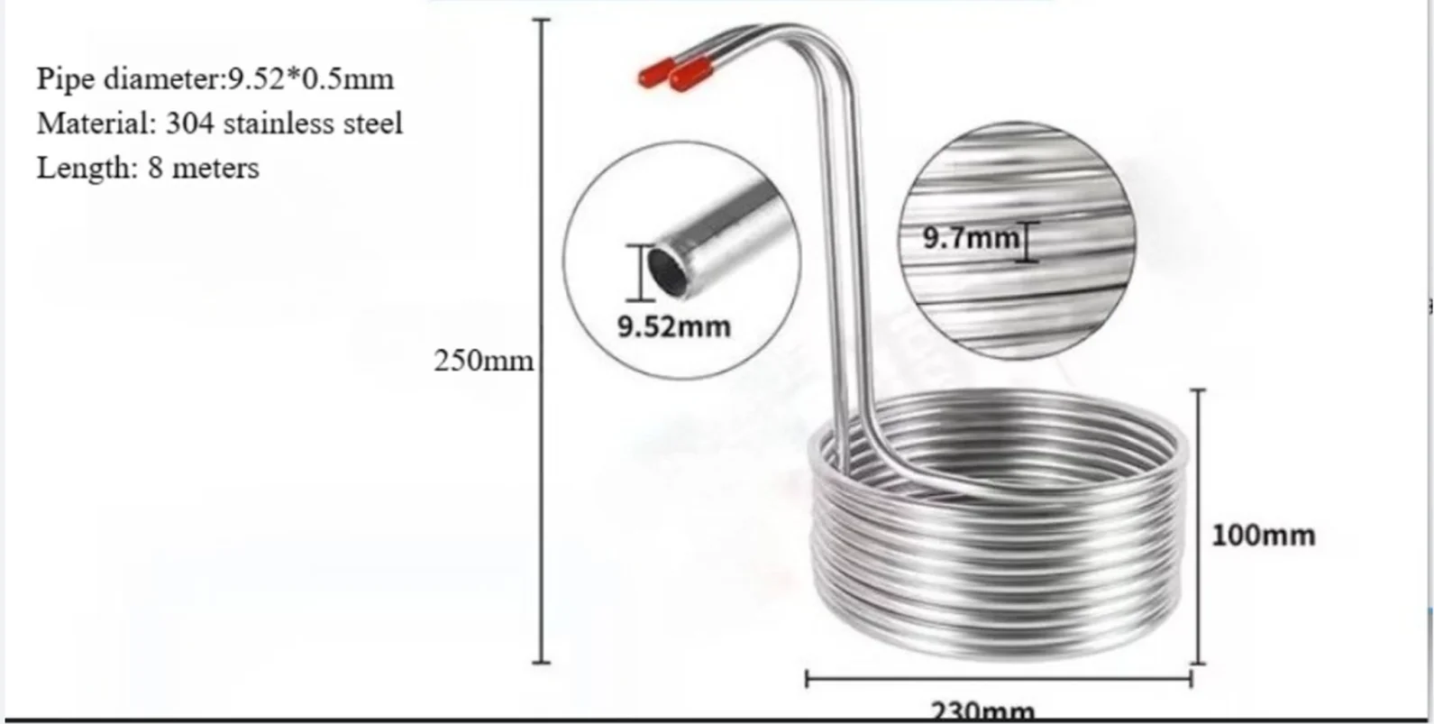 Home Brewing Immersion Chiller, 12.7mm Stainless Steel Cooling Coil Tube Heat Exchanger, Food Grade Wort Chiller Rapid Beer Cool
