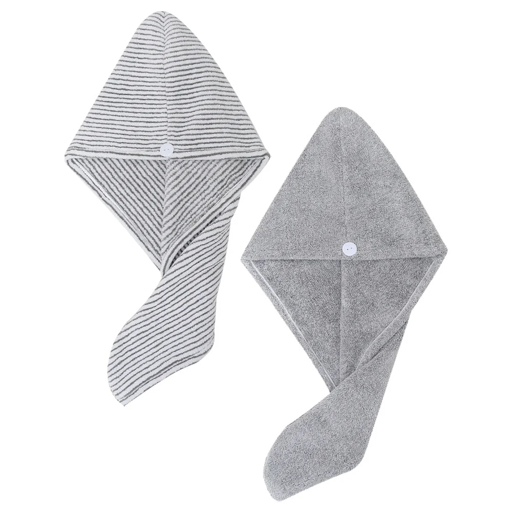 

2Pcs Fast Drying Hair Cap Thickened Bath Absorbent Comfortable Fiber for Home Gym Travel