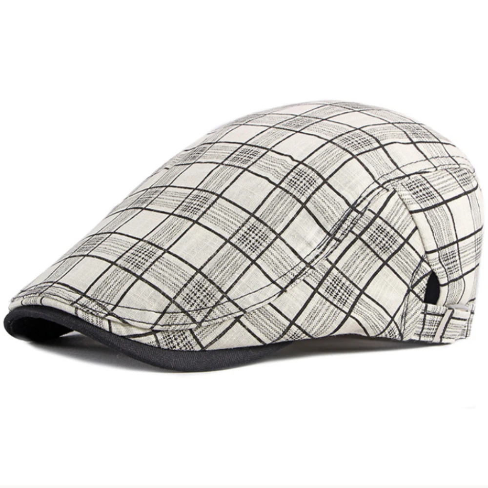 

MZ3013 Beret Cap Men Women Spring Summer Sun Hat Artist Painter Beret Hat Male Female Plaid Ivy Flat Cap Adjustable Mens Berets