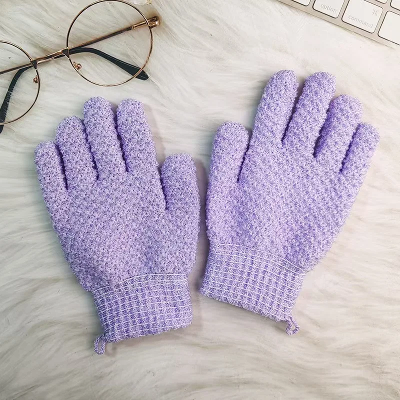 Textured Exfoliating Shower Gloves Reusable Body Scrub Bath Mitt Dead Skin Removal Massage Glove for Home Spa Skin Cleansing view 5