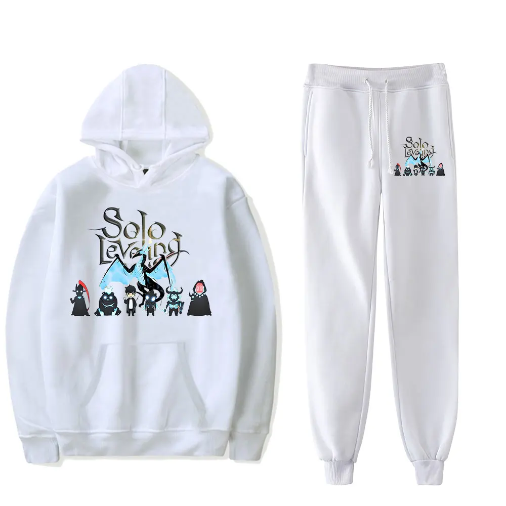 Solo Leveling Vintage 90s Merch Hoodies Set Hoodie Pants Two-Piece Pullover Men Women